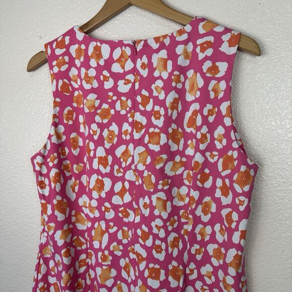 J McLaughlin Sophia Sleeveless Dress XL Catalina Cloth Pink Floral Coastal Chic - Picture 6 of 11